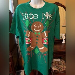 NWT Classic Teaze SZ Large Unisex Christmas GingerbrD Man T-shirt 42”Chest 30” L